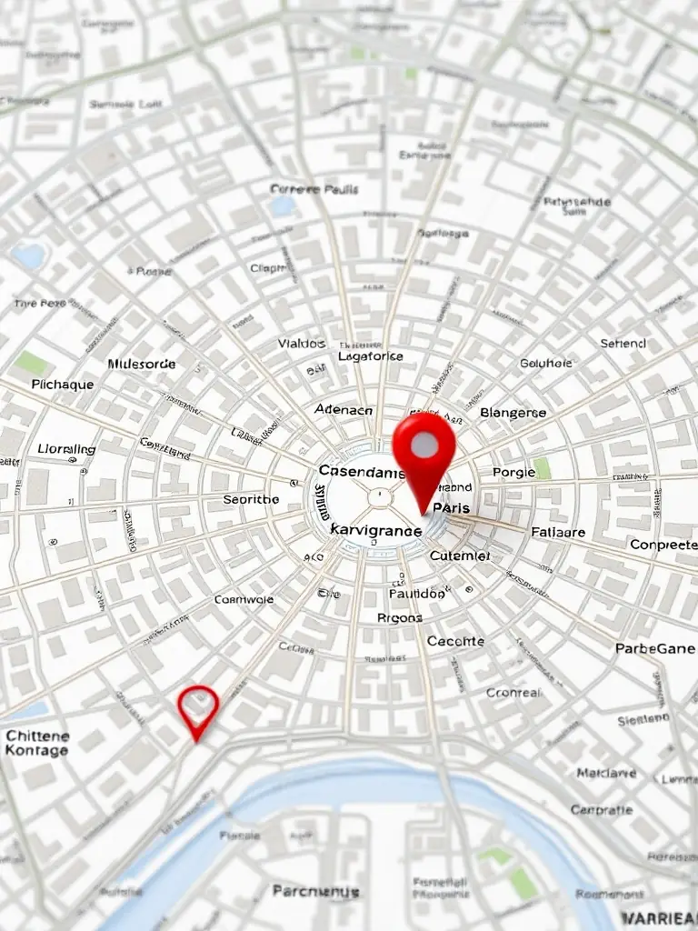 A detailed map of Paris, France, highlighting the 1st arrondissement with a red pin, indicating Epav'Express's service availability in that area.